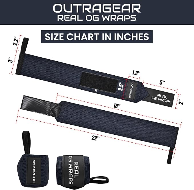 18" OG-Grade Wrist Wraps for Weightlifting – Heavy Duty Wrist Support with Thumb Loop & Lockdown Strap – Wrist Straps for Powerlifting, Bench Press & Gym Training