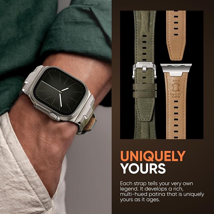 Suitisbest Leather Band Compatible for Apple Watch Ultra Band 49mm 46mm 45mm 44mm 42mm 41mm 40mm, Genuine Leather Replacement Strap for iWatch series 11 10 9 8 7 6 5 4 3 2 1, SE 3 2 1, Ultra 3 2 1