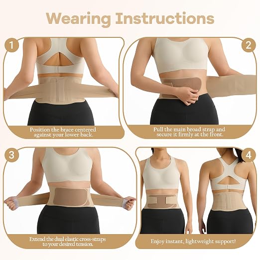 Ultra Thin Back Brace for Back Pain Relief,Skin Color,L(WAIST:31"-36")