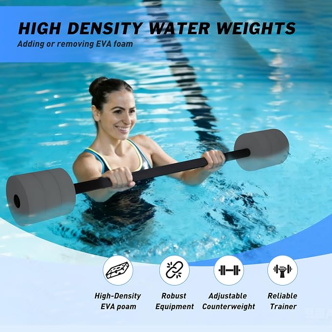 Hikeen Aquatic Exercise Dumbbells Water Dumbbell Pool Resistance Aquatic Fitness Barbells with 4 High-Density EVA Foam Pool Weights Dumbbells, for Water Aerobics Weight Loss