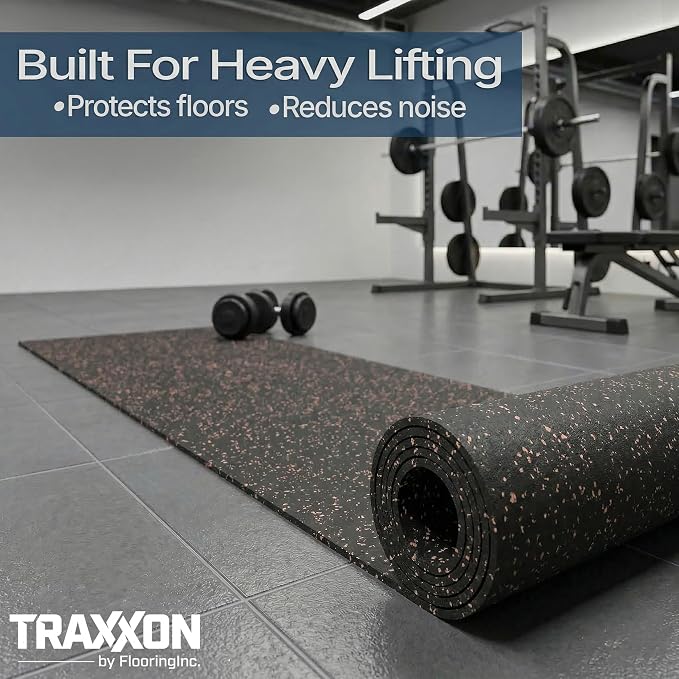 Flooring Inc's 1/4" Thick Tough Rubber Flooring Roll | Flexible Recycled Rubber Floor Mats for Home Gym | Heavy Duty Rubber Mat for Home Gyms, Sheds, Horse Stall Mat or Trailer
