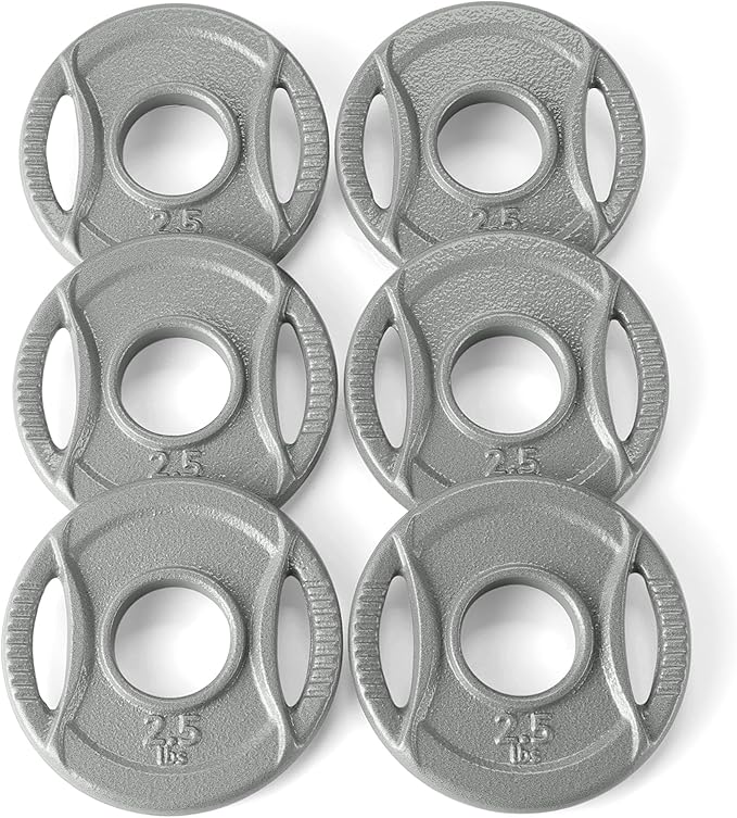 Amazon Basics 2-Inch Olympic Grip Weight Plates, Cast Iron, for Powerlifting, CrossFit & Strength Training