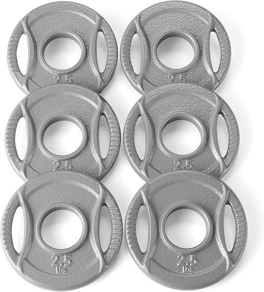 Amazon Basics 2-Inch Olympic Grip Weight Plates, Cast Iron, for Powerlifting, CrossFit & Strength Training