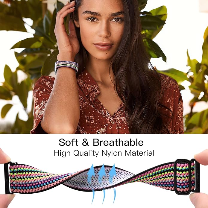 Lerobo Braided Band Compatible with Apple Watch Series 11 10 9 8 7 46mm 45mm 41mm Ultra SE 3 2 1 49mm Series 6 5 4 3 44mm 40mm 38mm 42mm Men iWatch Bands Women Stretchy Nylon Solo Loop Sport Strap