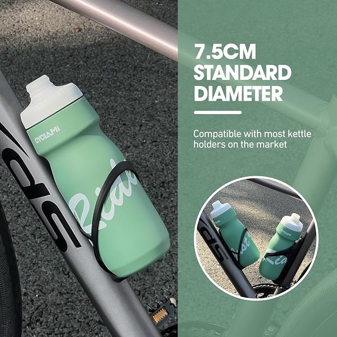 Bike Water Bottle 22oz/650ml Cycling Squeeze Water Bottle BPA Free Leakproof Easy-Squeeze Sports Bottles for Bicycle Gym Camping Hiking Larkspur Green