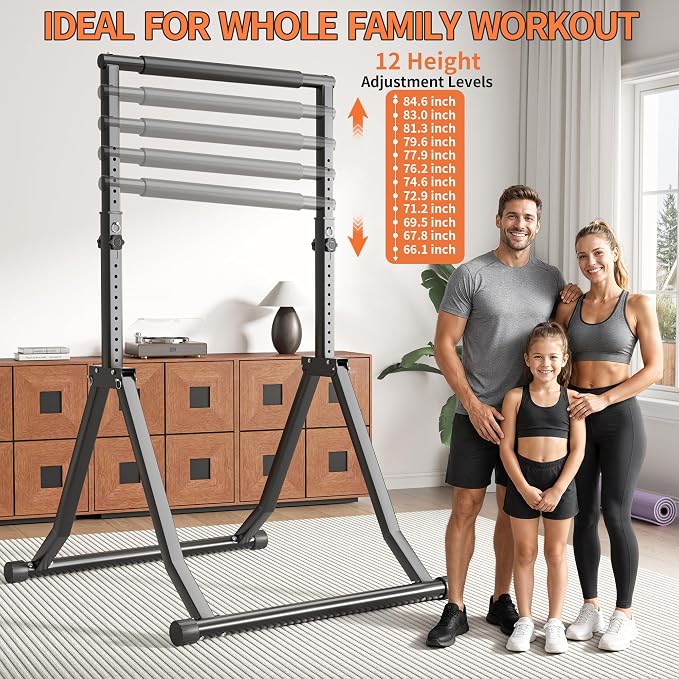 Foldable Pull Up Bar Station 66.1''-84.6'' Power Tower