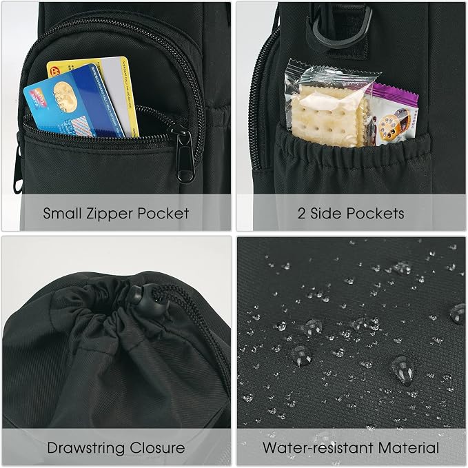 sportsnew 40oz Insulated Crossbody Water Bottle Bag Gym Hiking Phone Pocket | Water-resistant Lining, Padded Strap, Top Handle, Drawstring, Phone Pocket, Elastic Slots, Built-In Key Clip for Gym Walking