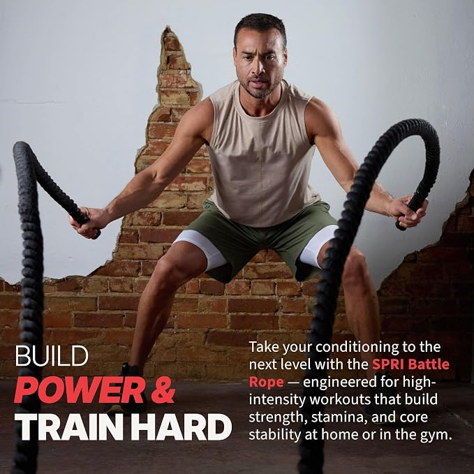 SPRI Battle Rope, Weighted Exercise Rope, Strength | Battle Rope for Strength, HIIT Conditioning & Endurance Training | Heavy-Duty Nylon | Home Gym & Commercial Use