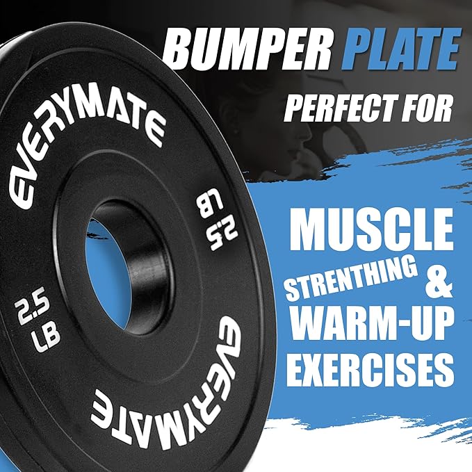 EVERYMATE Change Weight Plates 1.25LB 2.5LB 5LB Set Fractional Olympic Bumper Plates for Cross Training Steel Insert Strength Training