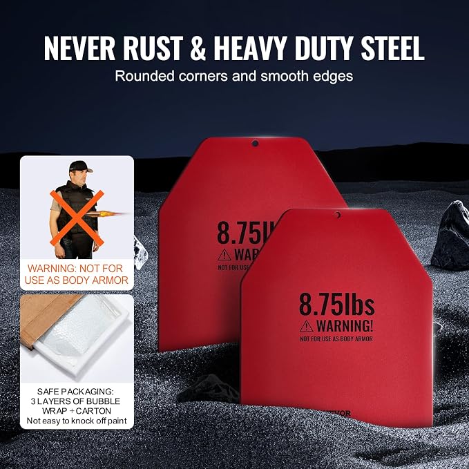VEVOR Weight Vest Plates, 5.75/8.75/14.5/19.75 LB Pairs, Premium Steel Weighted plates, Additional Weight for Weight Vests, for Strength Training, Running, Fitness, Heavy Workouts