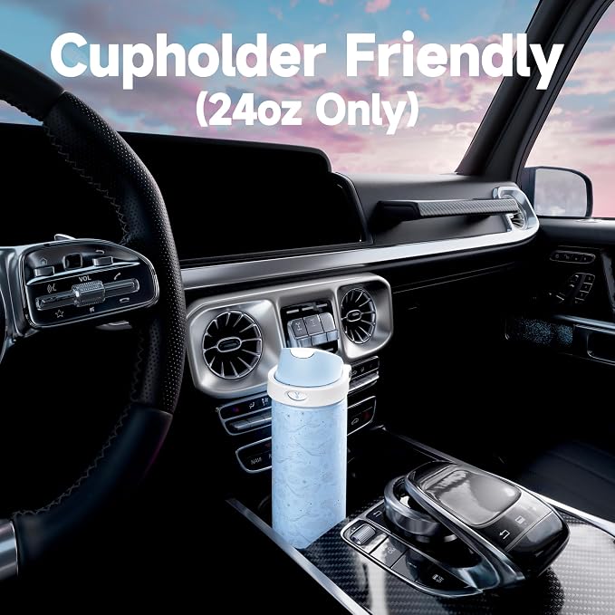 24 oz Insulated Water Bottle with Straw: Meoky Stainless Steel Metal Water Bottle with 2-in-1 Lid - Leak Proof, Cold for 24 Hours, Fits in Car Cup Holder, BPA-Free for Gym Travel Sports, Blue Whale