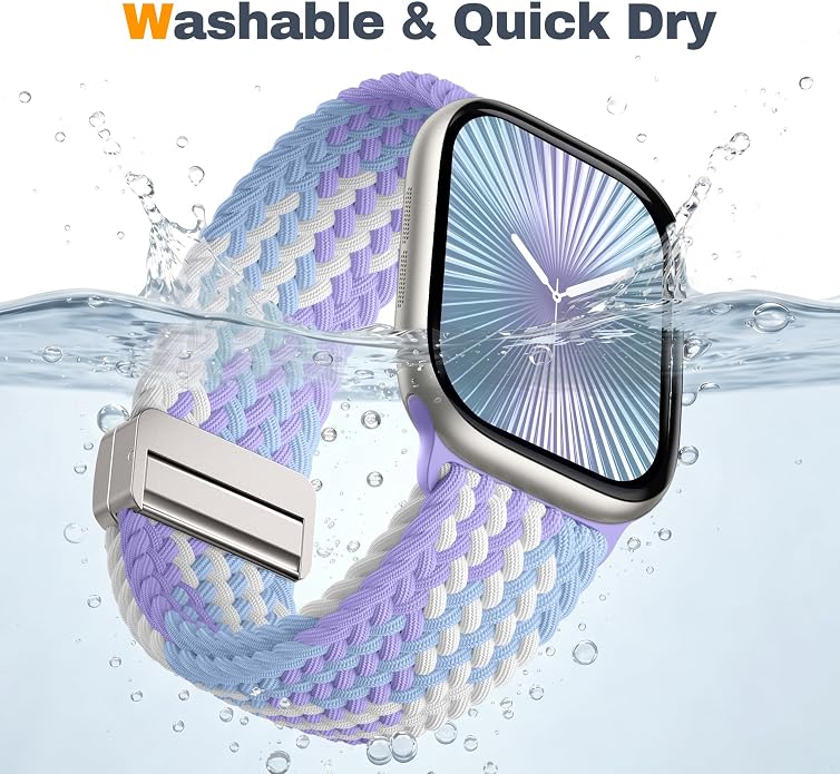 Laffav Braided Stretchy Band Compatible with Apple Watch Bands 42mm 40mm 41mm 38mm 44mm 45mm 46mm 49mm for Women Men, Magnetic Nylon Solo Loop Sport Strap for iWatch Series 11 10 9 8 7 6 5 4 SE Ultra