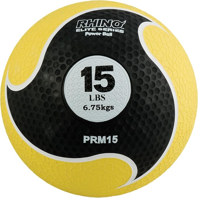 Champion Sports Rhino Elite Medicine Ball – Textured Surface, Superior Grip, Hollow Synthetic Rubber for Consistent Bounce & Durability, Multiple Weights & Colors - Optional Rebounder Sold Separately
