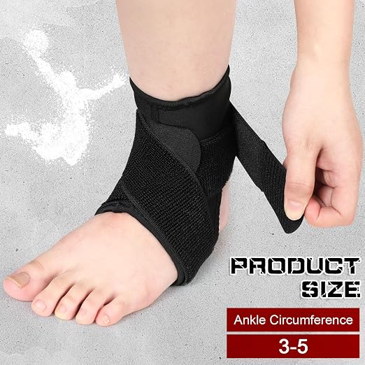 Honoson 2 Pcs Ankle Brace Kid Ankle Support Youth Neoprene Lace up Compression Sleeve Foot Brace Stabilizer with Adjustable Strap for Sport Sprained Plantar Fasciitis Achilles Tendonitis(Black,S)