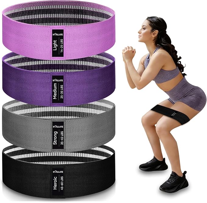 Resistance Bands for Working Out, 4 Levels Exercise Bands for Women & Men, Elastic Workout Band for Physical Therapy, Fabric Booty Band for Gym, Yoga, Pilates, Leg Training