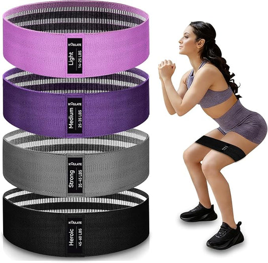 Resistance Bands for Working Out, 4 Levels Exercise Bands for Women & Men, Elastic Workout Band for Physical Therapy, Fabric Booty Band for Gym, Yoga, Pilates, Leg Training