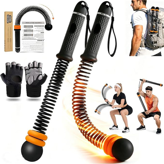 Cordless Battle Ropes for Home Gym – Adjustable Weighted Ropeless Ropes with Non-Slip Handles & Gloves, Portable No-Anchor-Point Workout for HIIT, Strength, Low-Impact Cardio, Men & Women