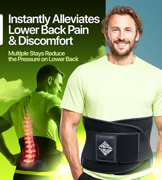 Back Brace for Lower Back Pain Relief – Adjustable Lumbar Support Belt for Women & Men, Lower Back Support for Herniated Disc, Sciatica & Heavy Lifting, Workout Back Support Brace, Size S