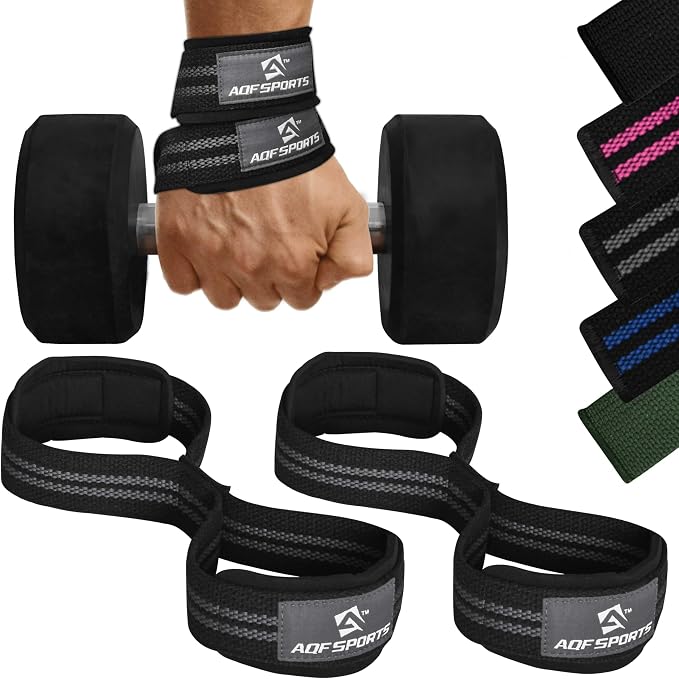 AQF Figure 8 Weight Lifting Straps, Padded Cuff Support for Deadlift