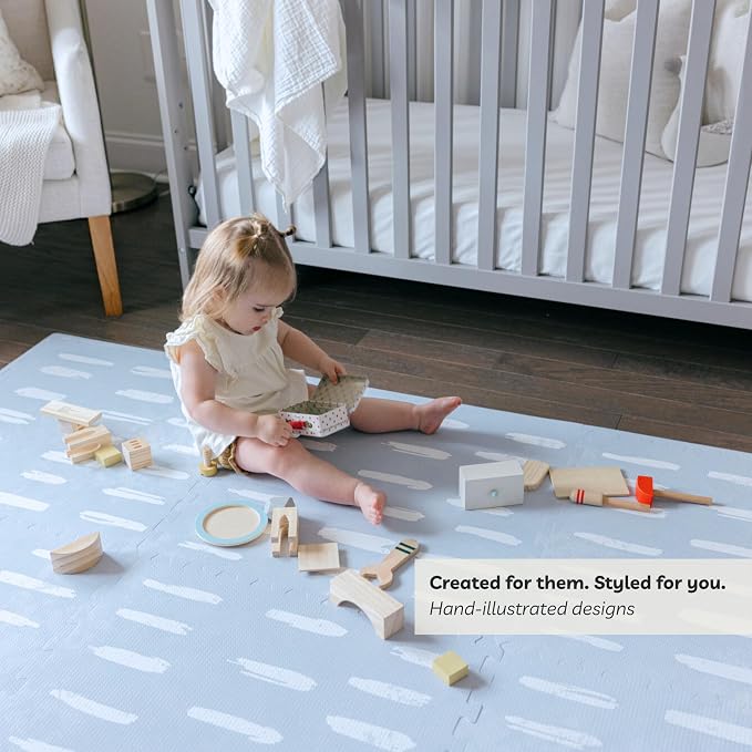 Little Landings Baby Play Mat for Floor - Shoreline (6x6ft) - Premium EVA Foam Play Mat for Babies & Toddlers (Ages 0-5+) Non-Toxic Playmat for Tummy Time, Crawling & Playroom - Stylish & Comfortable