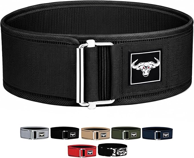IBRO Quick Locking Premium Weight Lifting Belt - Back Support for Powerlifting, Cross Training & Gym Bodybuilding - 4 Inch Nylon Men and Women with Metal Buckle for Core Stability