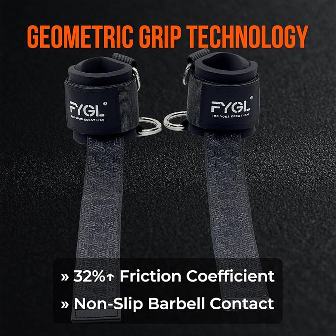 Double D Ring Weightlifting Straps - Neoprene Padding | Anti-slip silicone grip with adjustable fit for deadlifts and cable machines
