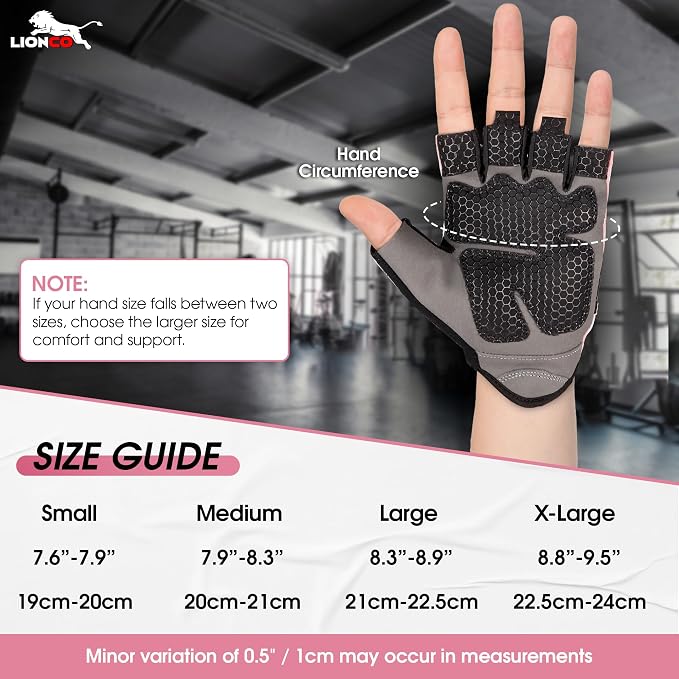 LIONCO Workout Gloves for Men Women,Weight Lifting Gloves with Breathable Gel Padded Excellent Grip for Gym Exercise,Cycling,Weightlifting,Fitness Training,Pull Ups and Climbing and Rowing