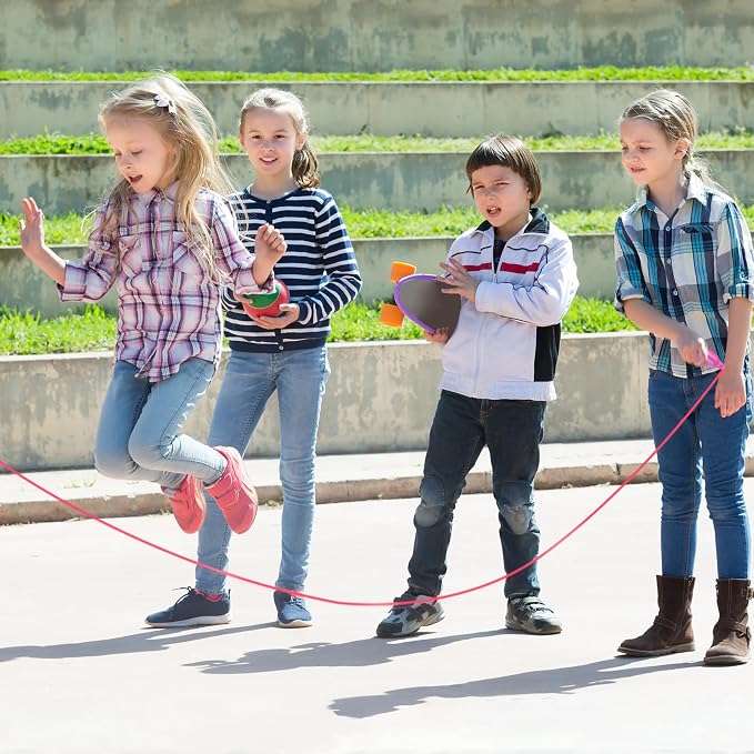 Elcoho 6 Pack Colorful Jump Rope Set Adjustable Plastic Jump Ropes Skipping Rope Outdoor Jumping Ropes Great Party Favor