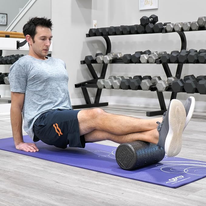 OPTP AXIS Firm Density Foam Roller – Round, Black, 12"L X 6" | High density firm foam roller for physical therapy, yoga, Pilates, fitness exercise & sports training, Heat-molded EPP foam