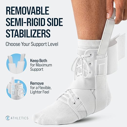 Lace Up Ankle Brace for Women & Men - Side Stabilizers for Sprained Ankle