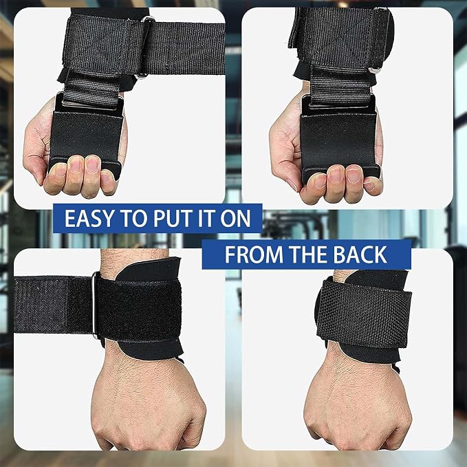 Weight Lifting Hooks (Pair) - Heavy Duty Lifting Wrist Straps, Hand Grip Support for Deadlifts, Pull Ups, Shrugs, Weightlifting Hooks Gym Gloves for Men and Women