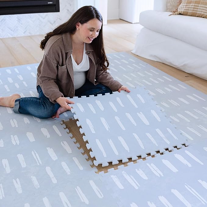 Little Landings Baby Play Mat for Floor - Shoreline (4x6ft) - Premium EVA Foam Play Mat for Babies & Toddlers (Ages 0-5+) Non-Toxic Playmat for Tummy Time, Crawling & Playroom - Stylish & Comfortable