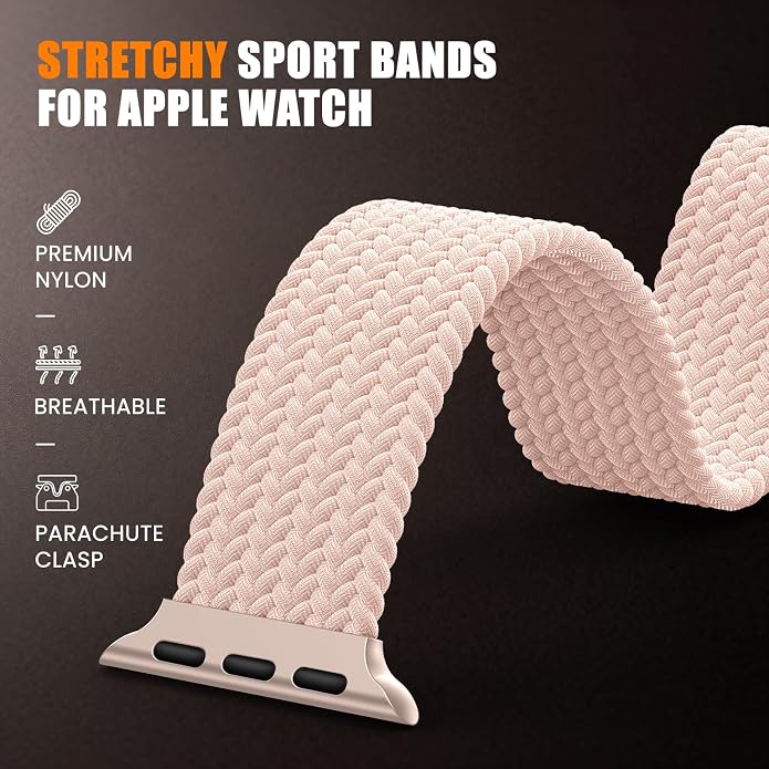 Elastic Sport Band for Apple Watch Ultra 3/2/1 Bands 49mm 46mm 45mm 44mm 42mm 41mm 40mm 38mm Men Women, Adjustable Parachute Buckle Nylon Fabric Wristband for iWatch Series 11 10 SE 9 8 7 6 5 4 3