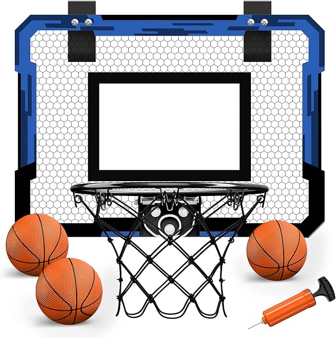 QDRAGON Mini Basketball Hoop | Over The Door Indoor, with 3 Balls/Inflator/Breakaway Rim, Basketball Toy Gifts for Kids and Adults, Suit for Bedroom/Office