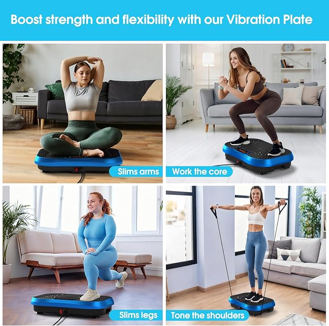SoftGym Vibration Plate Exercise Machine for Lymphatic Drainage & Fitness | Quiet Heavy Duty 450lbs Capacity Platform, 120 Speeds Shake Machine with Resistance Bands for Home Muscle Activation
