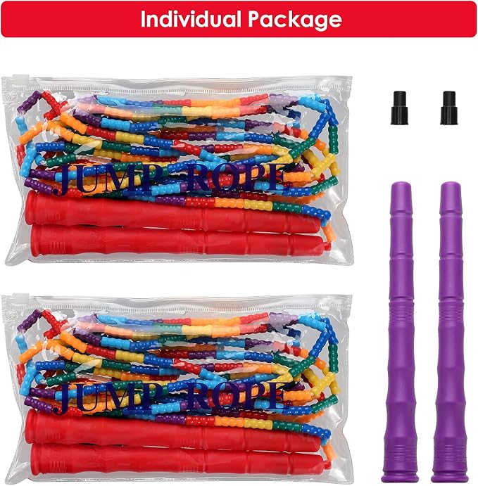 Double Dutch Jump Rope Long Jump Rope 16 FT 1 Pack/2 Pack, Adjustable Soft Beaded Diy Jump Rope for Kids Adult Long Enough for 5-6 Jumpers