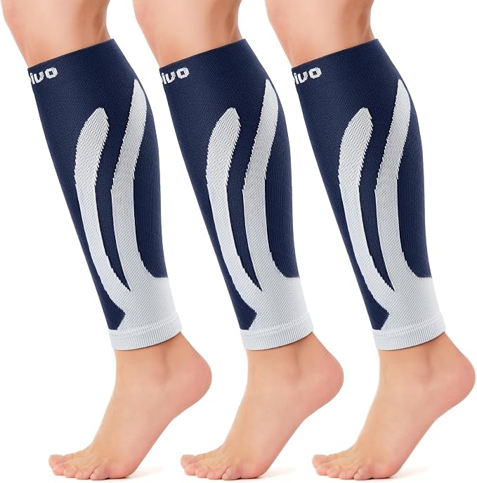 CAMBIVO Calf Compression Sleeve for Shin Splints & Running Support-3 Pairs | Leg sleeves for men & women, 15-20mmHg footless compression socks for gym & recovery, varicose veins