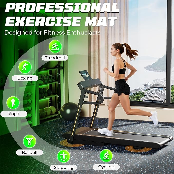 PRAISUN 0.56" Rubber Top Gym Flooring, Heavy Duty Interlocking Gym Mats for Home Gym, Non-Slip Workout Mat, 24 x 24in Large Gym Floor Mat, Protect Floors from Weights & Equipment, 48 Sq Ft, Black/Blue