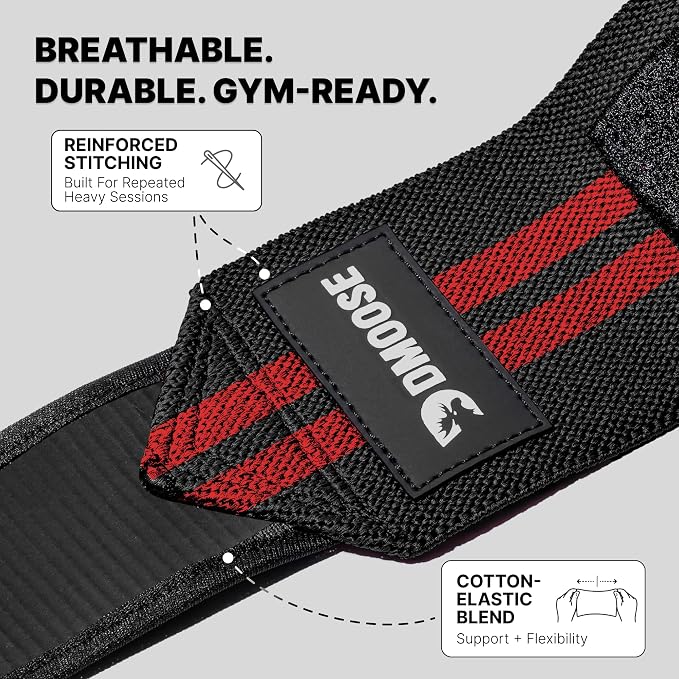 DMoose Fitness Elbow Wraps for Weightlifting (Pair) - 40'' Adjustable Strap for Gym Workout & Bench Press, Compression Elbow Sleeves for Tendonitis, Joint Support, Powerlifting & Deadlifts