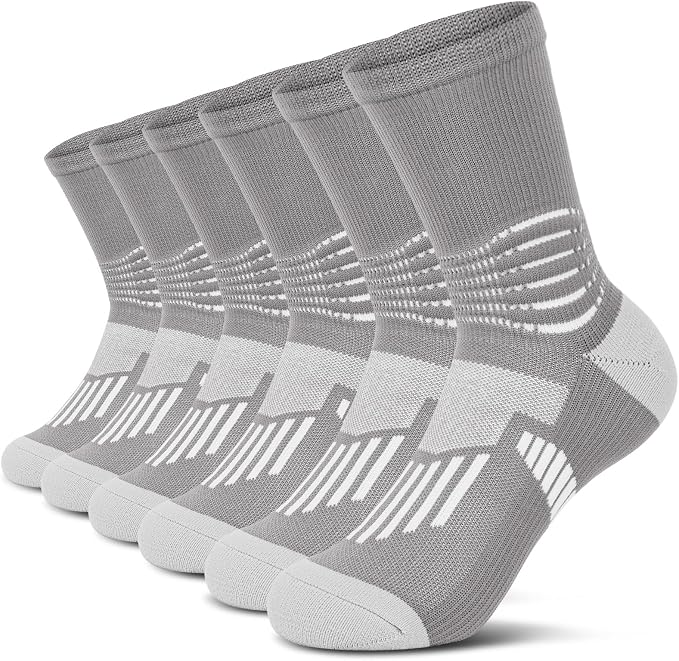 IRAMY Crew Compression Socks for Women Men with Ankle Arch Support Plantar Fasciitis Relief 3/6 Pairs