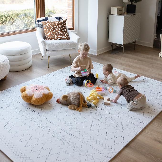 Little Landings Baby Play Mat for Floor - Boho (4x6ft) - Premium EVA Foam Play Mat for Babies & Toddlers (Ages 0-5+) - Non-Toxic Playmat for Tummy Time, Crawling & Playroom - Stylish & Comfortable