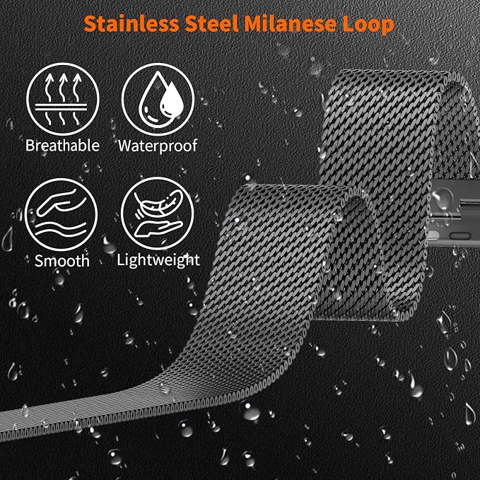 Bands Compatible with Apple Watch Ultra 3/2/1 Band 49/46/45/44mm | Milanese Loop Magnetic Stainless Steel Strap for iWatch Ultra SE 3/2/1 Series 11 10 9 8 7 6 5 4 3 2 1 Men, Dark Gray