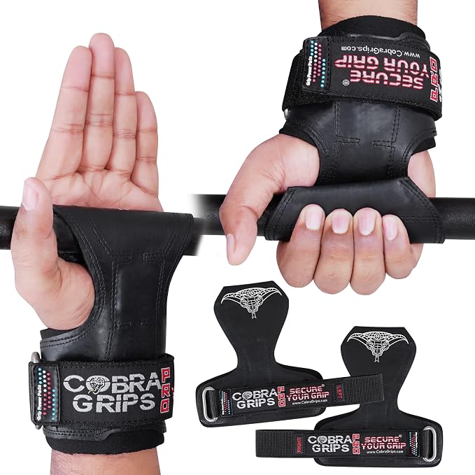 Cobra Grips Weight Lifting Gloves with Adjustable Neoprene Padded Wrist Wraps - Heavy Duty Alternative to Power Lifting Hooks for Deadlifts