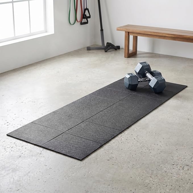 SHERCHPRY Folding Treadmill Mat with Non-Slip PVC Surface and Impact Reduction, Equipment Protection Mat for Treadmills and Stationary Bikes in Home Gym
