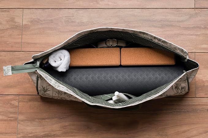 Maison d' Hermine Yoga Mat Duffle Bag Gym Tote Yoga Mat Carry Bag | Cylindrical bag for Woman Men Gifts Adjustable shoulder straps with Drawstring Water Bottle Pocket and zipper pocket