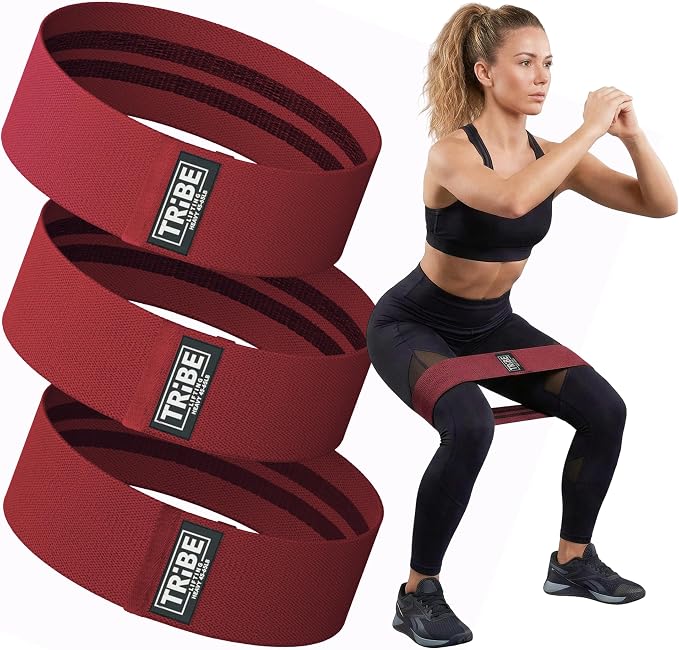 Fabric Resistance Bands for Working Out, 3-Pack for Legs and Glutes | Booty bands for women and men, non-slip grip, 3 resistance levels, for squats, lunges, hip thigh training, glute activation