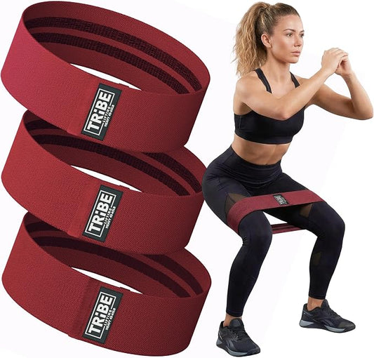 Fabric Resistance Bands for Working Out, 3-Pack for Legs and Glutes | Booty bands for women and men, non-slip grip, 3 resistance levels, for squats, lunges, hip thigh training, glute activation