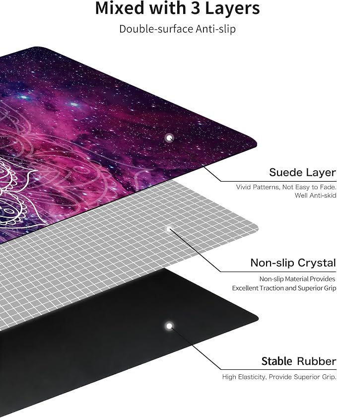 nuveti Printed Travel Yoga Mat 1/16 Inch Thick Non Slip Fitness Workout Mat | with Carrying Bag, Foldable Lightweight Suede & Natural Rubber Yoga Mat for Yoga Pilates and Fitness 72" L x 24" W x 1.5mm