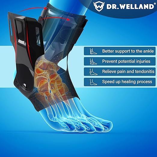 Ankle Brace with Side Stabilizers -Adjustable Ankle Support for Sprains, Sports Injuries, Plantar Fasciitis, Injury Recovery, Ankle Support for Running, Basketball, Volleyball (X-Large)