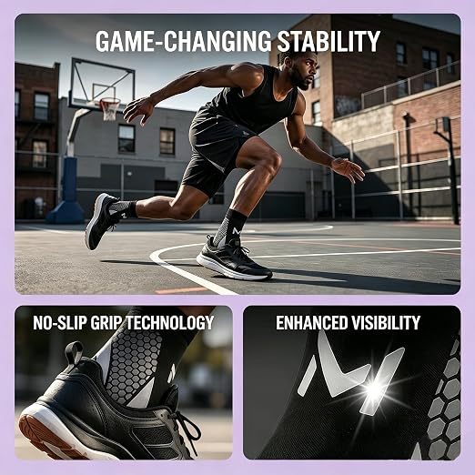 Ankle Brace 2 Pack, Adjustable Lace-Up Ankle Support with Stabilizing Straps, Breathable Compression Ankle Sleeve for Sports Basketball Running Daily Use Men Women(Purple)